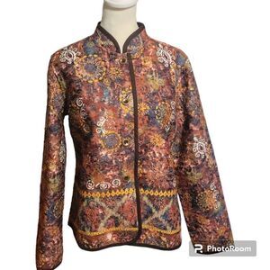 Christopher & Banks Jacket Size Small Quilted Multi Color & Brown